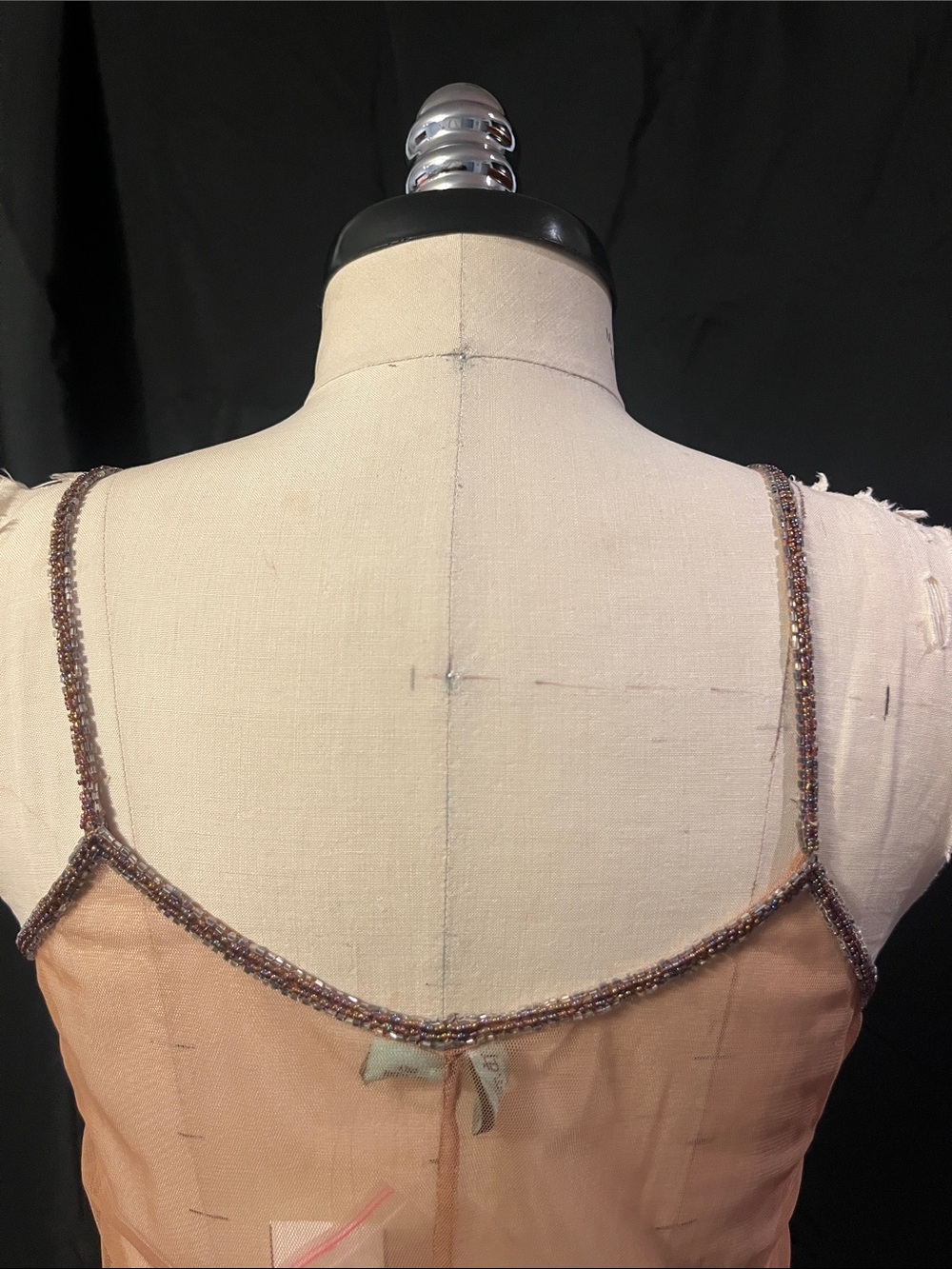 Beaded Sheer Peach Camisole Top - Picture 9 of 9